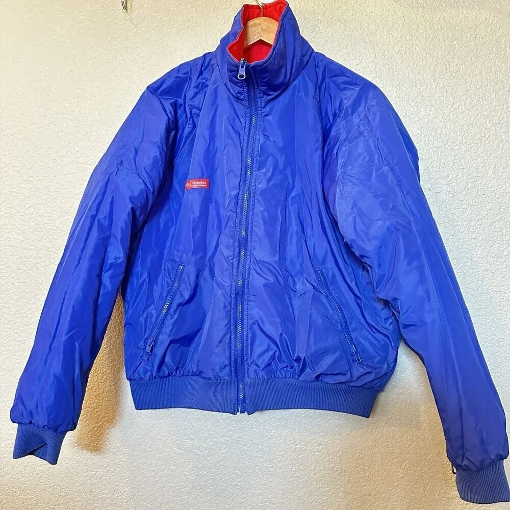 Columbia Jacket Thinsulate Red Purple Reversible Nylon Men’s‎ Size L Large VTG